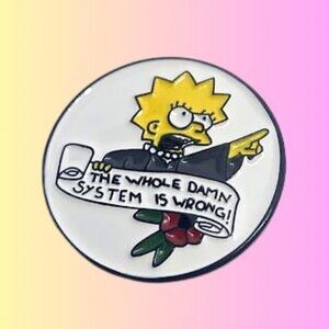 Lisa Simpson Protest Enamel Pin // "The Whole Damn System Is Wrong" Quote Pin